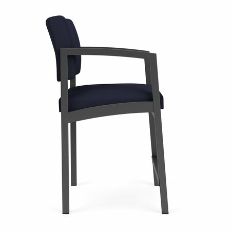 Lesro Lenox Steel Hip Chair Metal Frame, Charcoal, OH Navy Upholstery LS1161